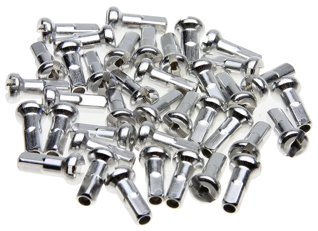 36 Silver J-Bend Single Butted 12/13g Stainless Steel Bicycle Spokes With Nipples – Made In USA (Custom Qty Available)